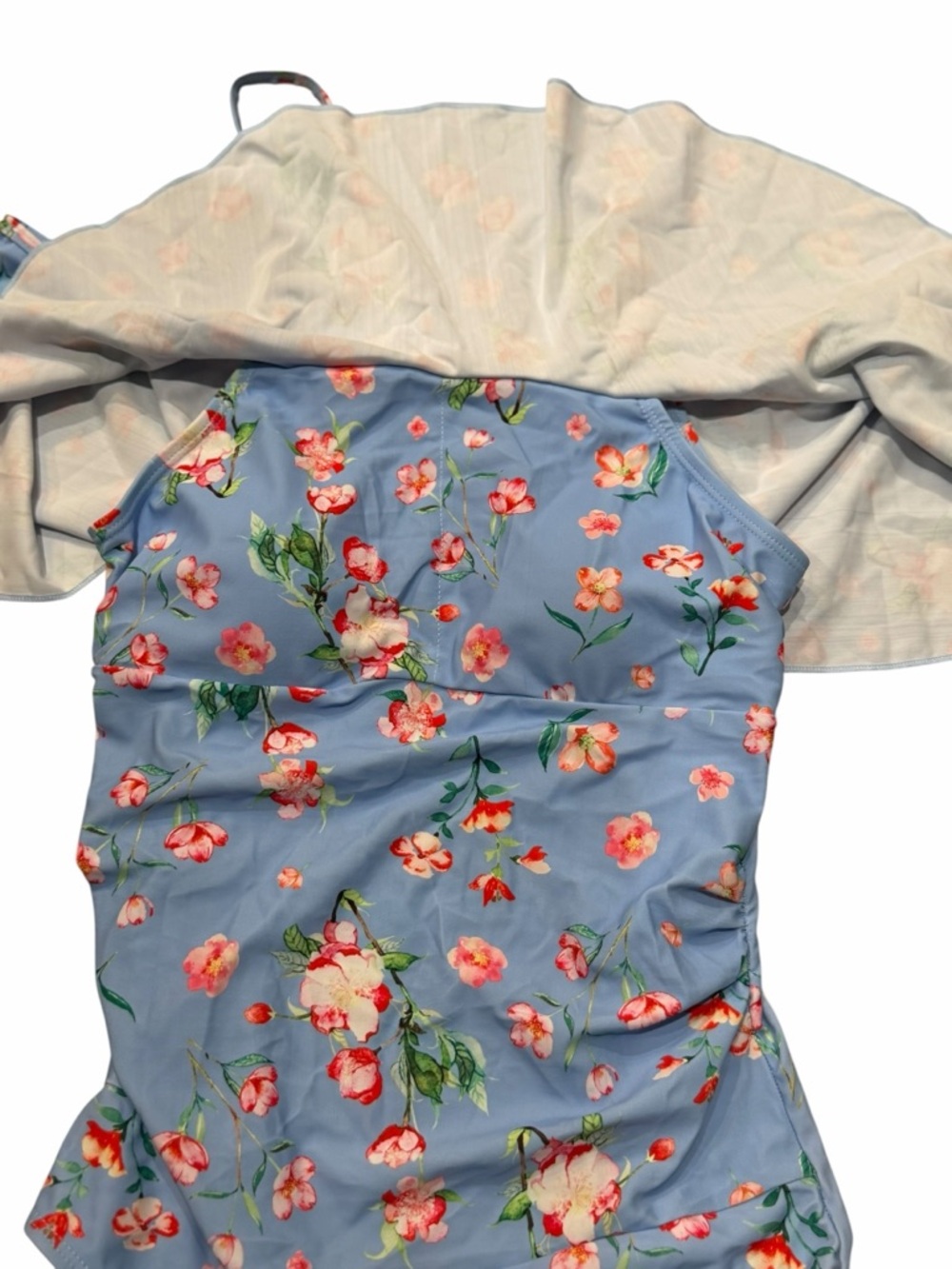Floral Ruffle Off Shoulder One Piece Swimsuit Size Large - Picture 2 of 7